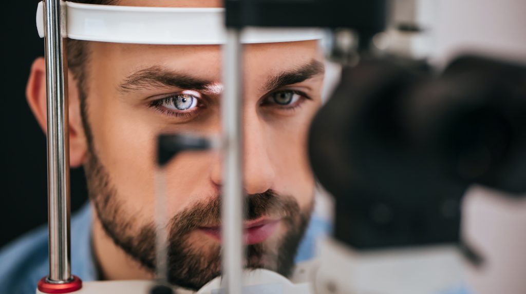 Man receiving an eye exam