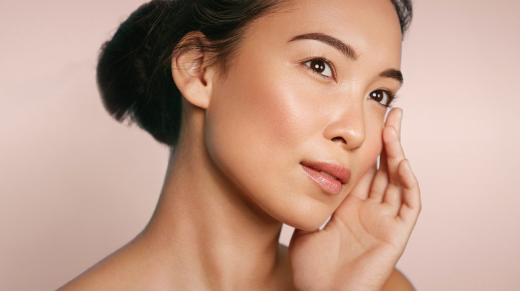 Woman after lower blepharoplasty surgery