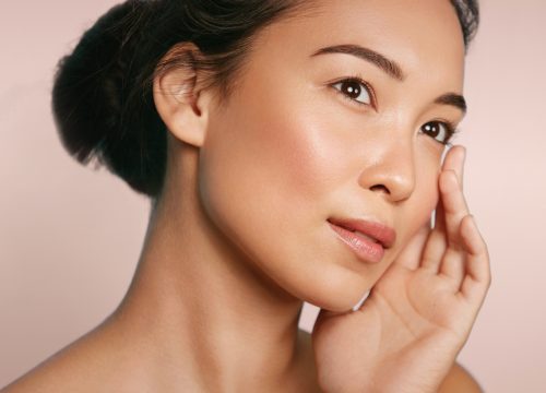 Woman after lower blepharoplasty surgery